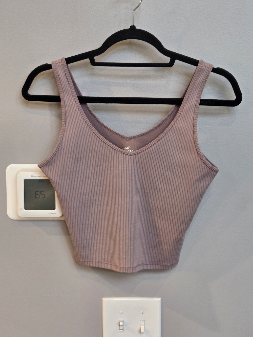 Hollister Mauve Taupe Ribbed Crop Tank Top Size Small